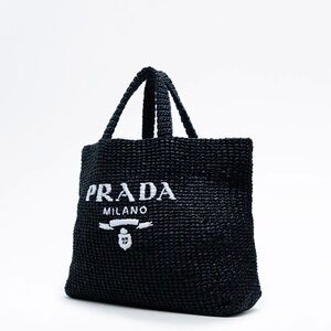Prada Black large raffia Tote